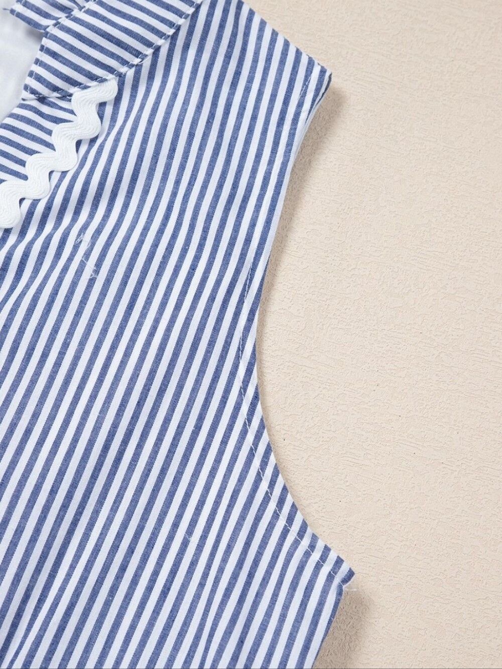 Fun Casual Summer Blue and White Stripe Sleeveless Tiered Country Dress - Picture 14 of 15